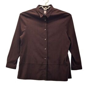 Vintage Laura Tyler Button Up 3X Brown‎ Faux Suede